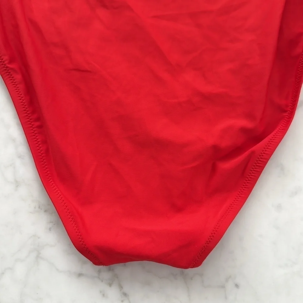 J.Crew One Shoulder Bow Tie One Piece Swimsuit Red Cerise Women’s Size 8